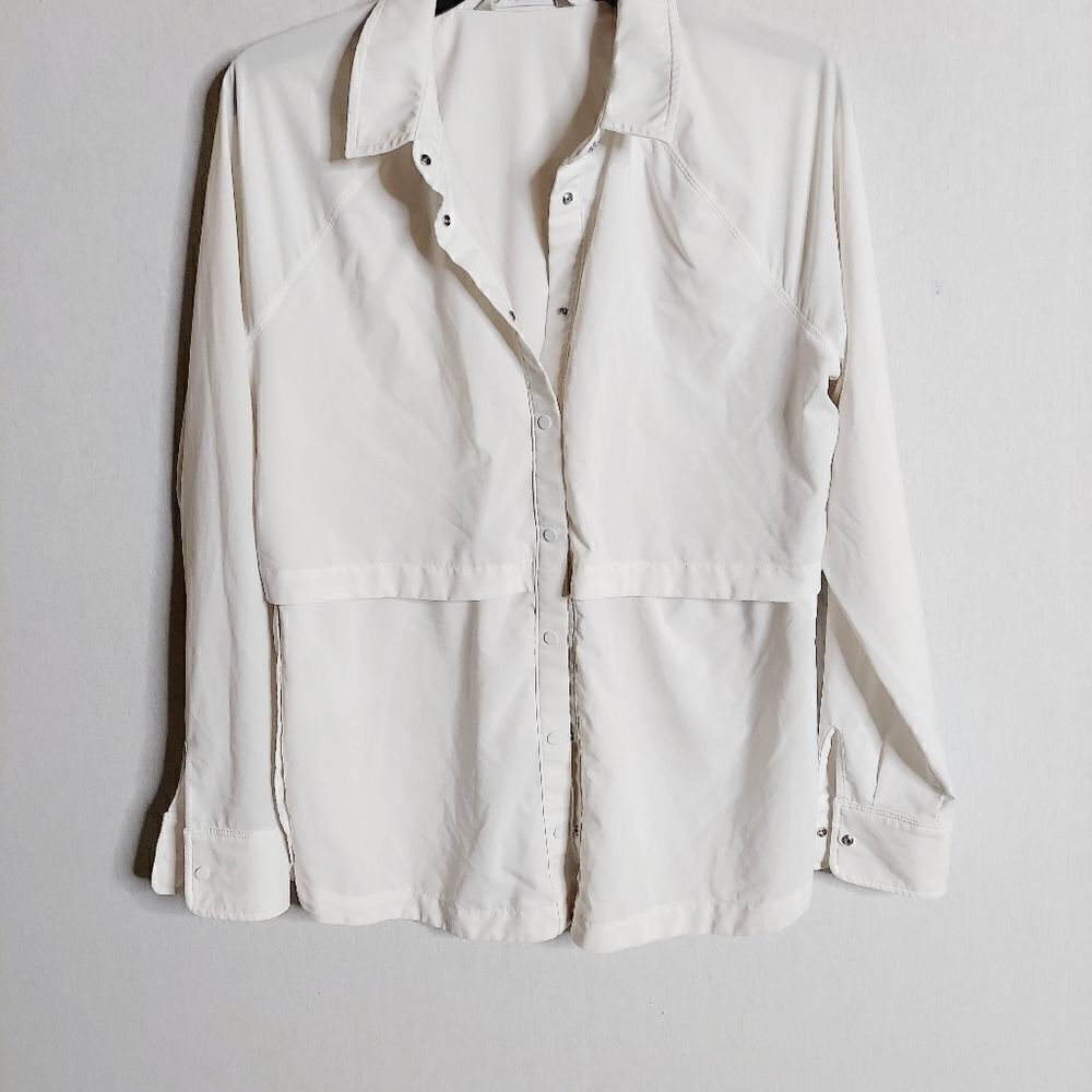 ‎Athleta white snap Shacket Small